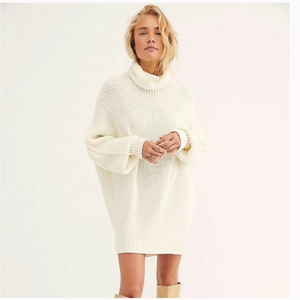 Free People | Cocoa Knit Turtleneck Sweater Dress | S | NWOT